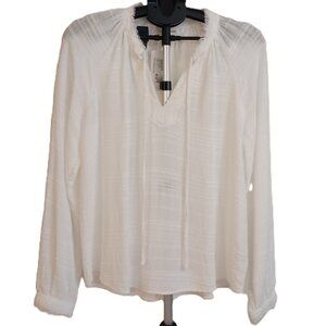 Cloth & Stone Ruffle Raglan Linen Blend Top M NWT